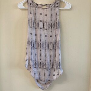 Haute Hippie Brown and Cream Patterned Sleeveless Silk Top